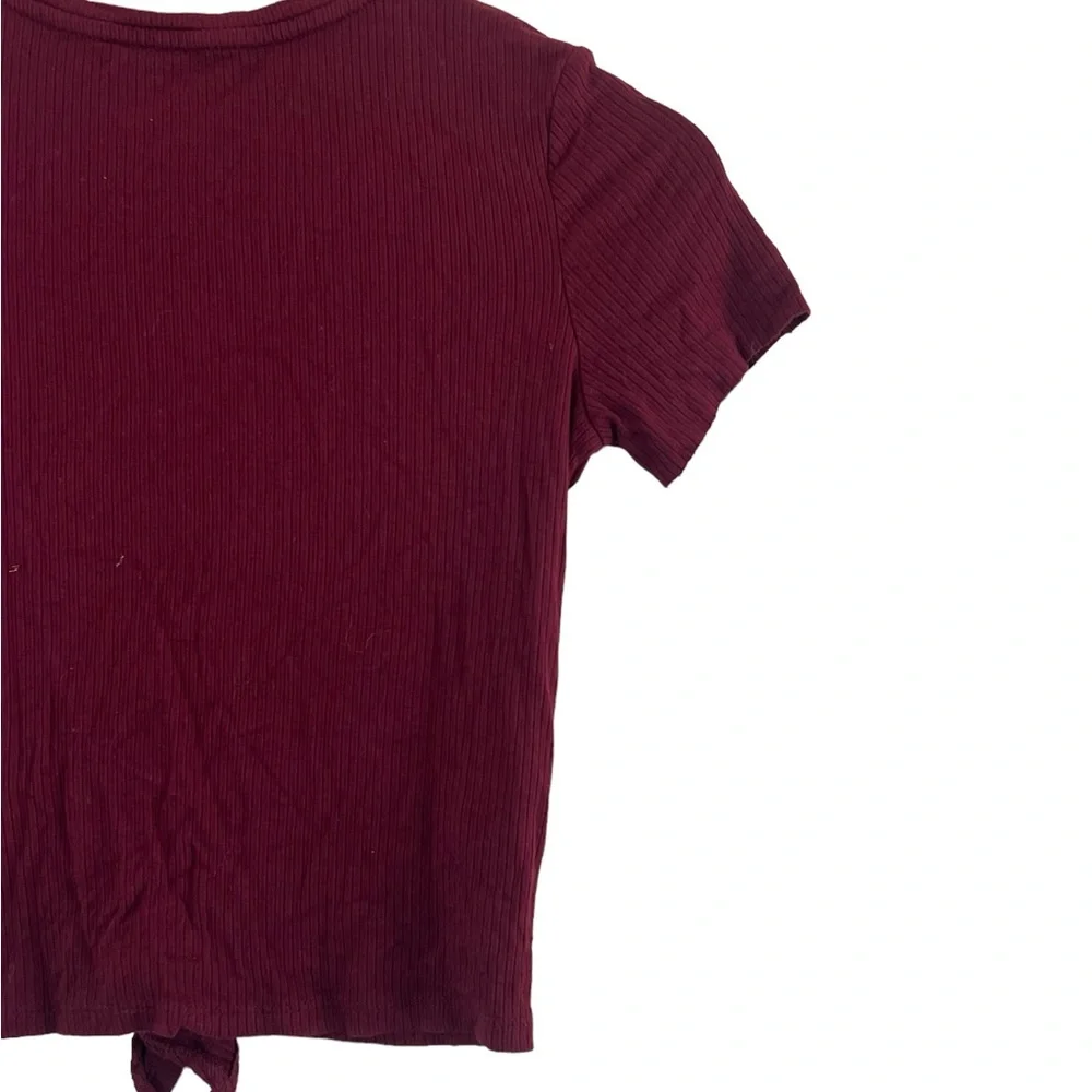 Old Navy | Burgundy knotted front knit short sleeve top girl’s size 6/7 …